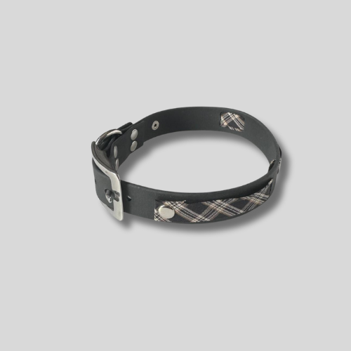 Collier en Biothane®️ noir & tissu interchangeable