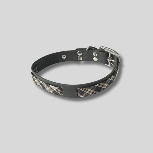 Collier en Biothane®️ noir & tissu interchangeable